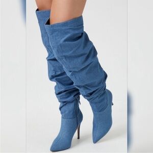 Forever 21 denim Knee-High Boots